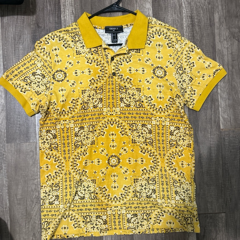 Yellow Patterned Polo Shirt